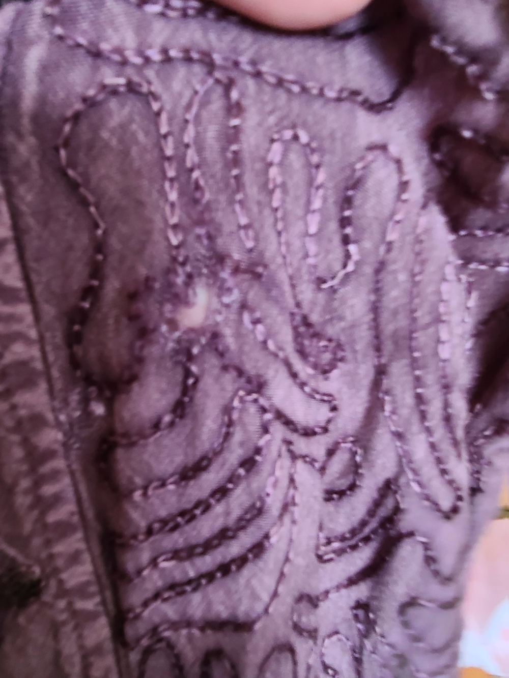 Embroidered Purple Button-Front Maxi Dress/Duster - Picture 4 of 6